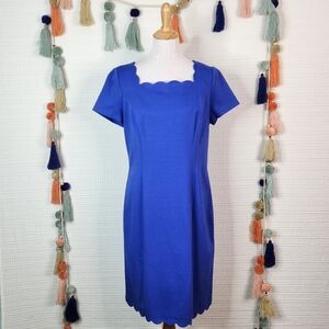 Talbots Blue Scalloped Hem Dress